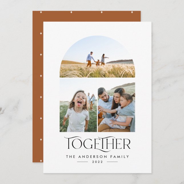 Modern 3 photo rust arch together typography (Front/Back)