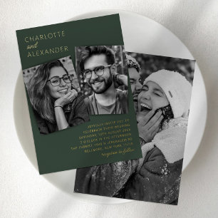 Modern 3 Photo Wedding Real Foil Invitation