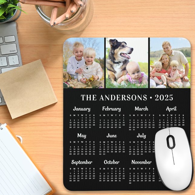 Modern 3 Photos 2025 Calendar Custom 12 Month Mouse Mat (Creator Uploaded)