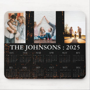Modern 3 Photos 2025 Calendar Custom 12 Month Mouse Mat