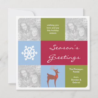 Modern 3 photos Christmas holiday greeting card