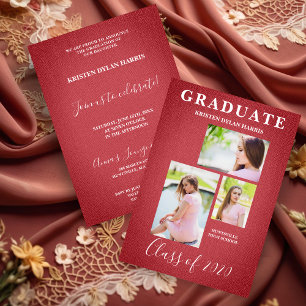Modern 3 Photos Collage Grad Fabric Texture