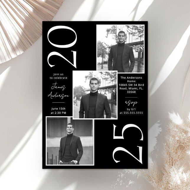 Modern 3 Photos Graduation Party Invitation (Creator Uploaded)