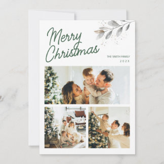 Modern 3 Photos Simple Christmas Greeting Holiday