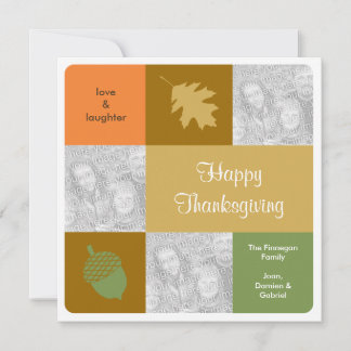 Modern 3 photos Thanksgiving fall greeting card