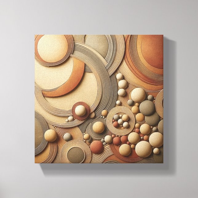 Modern 3D Abstract Geometric Art - Layered Concent Canvas Print (Front)