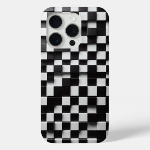 Modern 3D Black & White Chequerboard Phone Case 