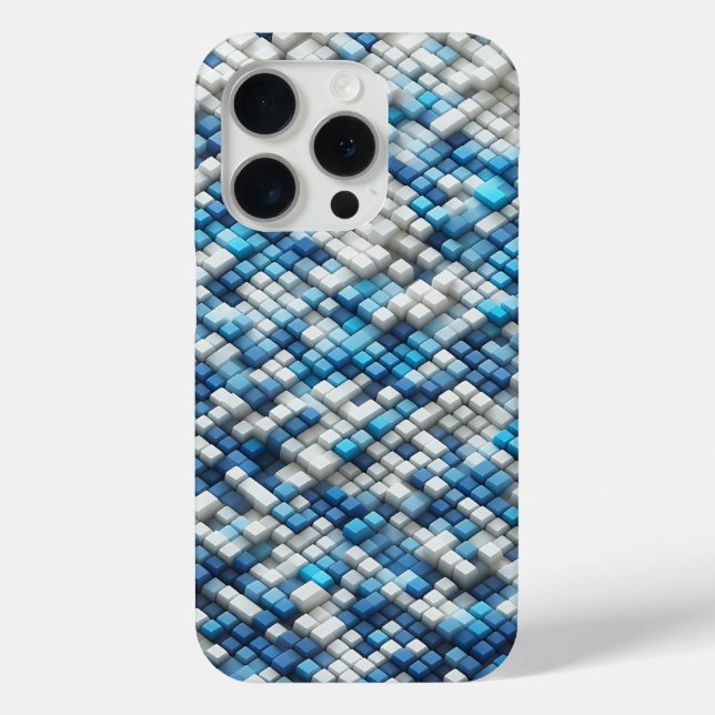 Modern 3D Blue Cube Ripple Case Abstract Geometric (Back)