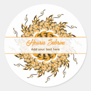 Modern 3D Blush Orange Floral Mandala Doodle  Classic Round Sticker