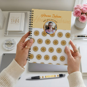 Modern 3D Blush Orange Floral Mandala Doodle Photo Notebook