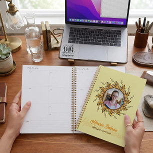 Modern 3D Blush Orange Floral Mandala Doodle Photo Planner