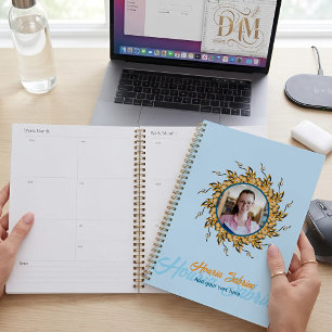 Modern 3D Blush Orange Floral Mandala Doodle Photo Planner