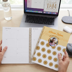 Modern 3D Blush Orange Floral Mandala Doodle Photo Planner