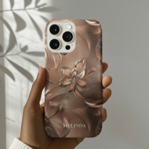  Modern 3d Faux Rose Gold Floral iPhone 16 Pro Max Case