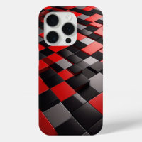 Modern 3D Geometric Block Case Glossy Vibrant red