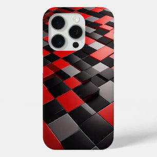 Modern 3D Geometric Block Case Glossy Vibrant red