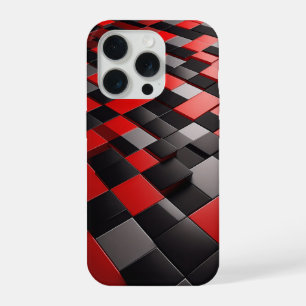 Modern 3D Geometric Block Case Glossy Vibrant red