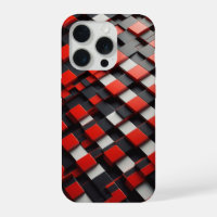 Modern 3D Geometric Block Case Red, Black & White