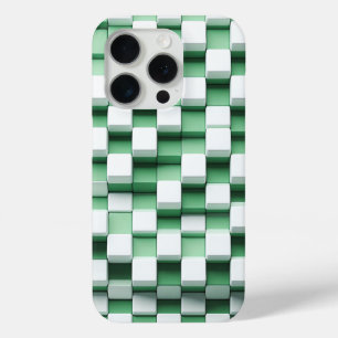 Modern 3D Geometric Cube Case - Mint Green & White