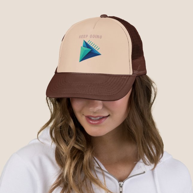 Modern 3D Geometric Keep Going Motivational Hat (In Situ)