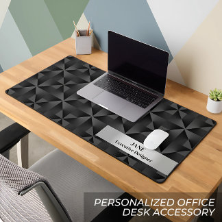 Modern 3D Gradient Black Diamond Geometric Design Desk Mat