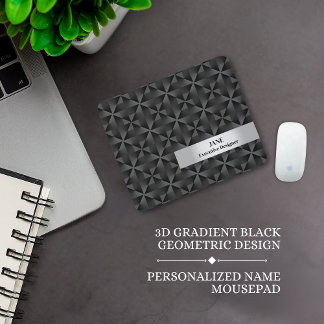 Modern 3D Gradient Black Diamond Geometric Pattern Mouse Mat