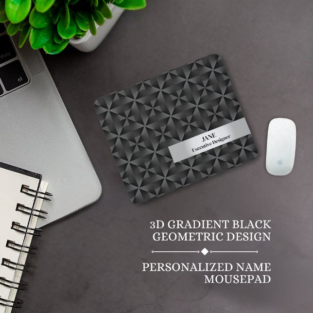 Modern 3D Gradient Black Diamond Geometric Pattern Mouse Mat (Creator Uploaded)