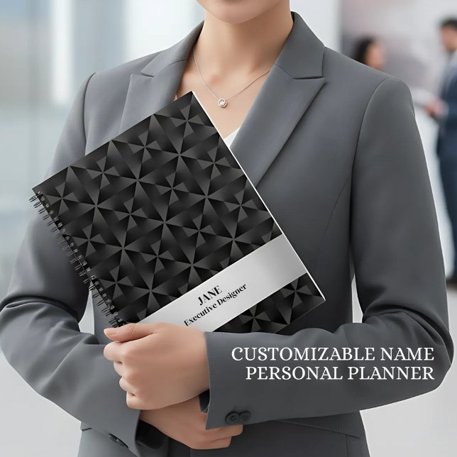 Modern 3D Gradient Black Diamond Geometric Pattern Planner (Creator Uploaded)