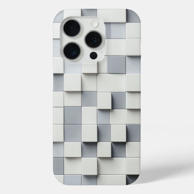 Modern 3D Grey & White Cube Phone Case Minimalist (Back)