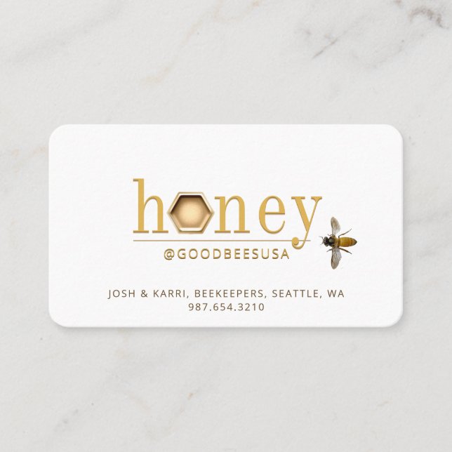 Modern 3D Honey Hexagon Queen Bee Apiary Beekeeper Business Card (Front)