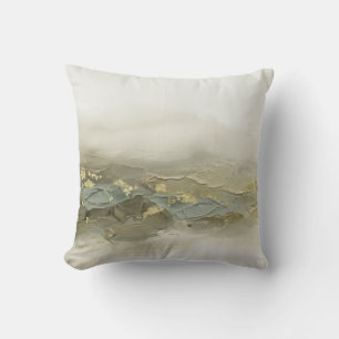 Modern 3D Impasto Sage Olive Green Gold Cushion