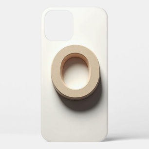 Modern 3D Letter O Minimalist Beige Texture Phone iPhone 12 Case