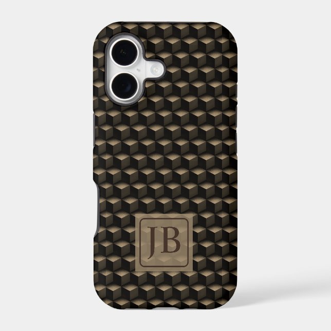 Modern 3D Monogram, Geometric Bronze Pattern (Back)