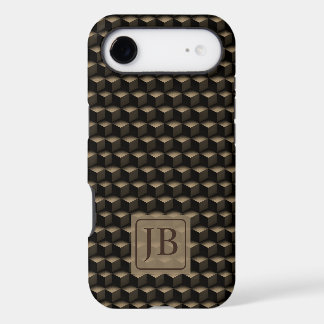 Modern 3D Monogram, Geometric Bronze Pattern