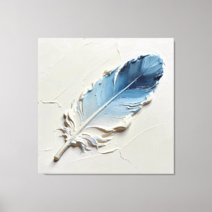 Modern 3D Oil Coastal Blue Feather Texture Lumber Canvas Print