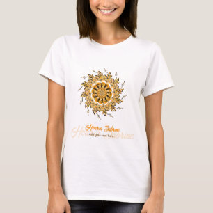 Modern 3D Orange Blush Floral Mandala Doodle T-Shirt