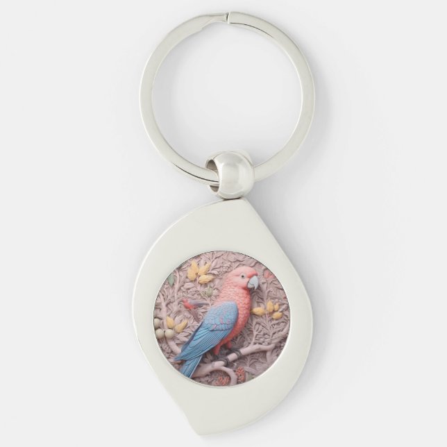 modern 3D parrot Bird Lover  Key Ring (Front)