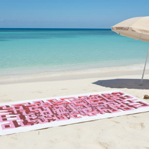 Modern 3D Pink Maze Beach Towel