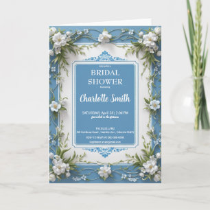 Modern -3D Porcelain chinoiserie bridal shower Invitation