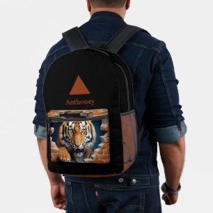 Modern 3D Tiger Customizable Name Printed Backpack