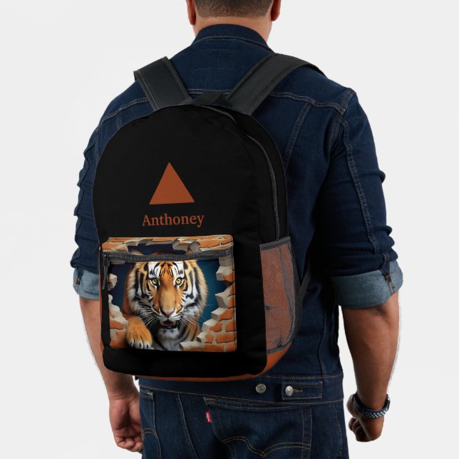 Modern 3D Tiger Customizable Name  Printed Backpack (Insitu (Model))