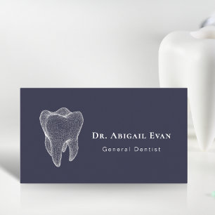 Modern 3D Tooth Professional Navy Blue Dentist Business Card