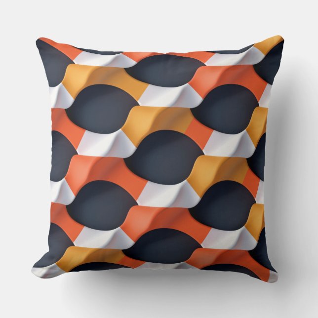 Modern 3D Wave Geometric Pattern in Bold Colours Cushion (Front)