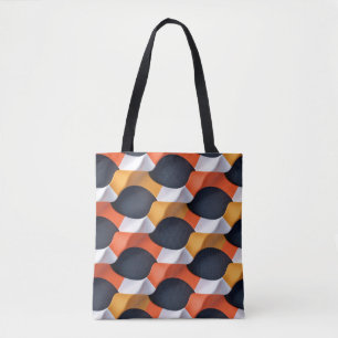 Modern 3D Wave Geometric Pattern in Bold Colours Tote Bag