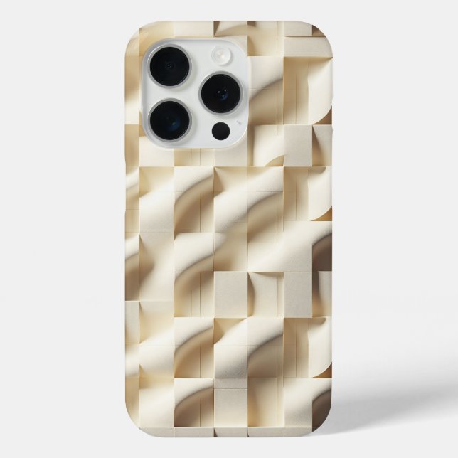 Modern 3D Wavy Cream Phone Case - Minimalist Sand (Back)