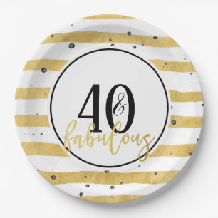 Modern 40 and Fabulous 40th Birthday Party Plates