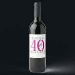 Modern 40 and Fabulous Birthday Party Wine Labels<br><div class="desc">Stylish and modern 40 and Fabulous Birthday Party Paper Napkins are customisable.  Change the "40" to fit your desired age and alter "Michelle" to personalise.  Colours can be changed as well.  Matching products available.</div>
