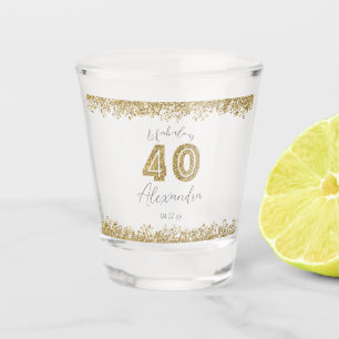 Modern 40 and Fabulous Gold Gitter Personalised Shot Glass