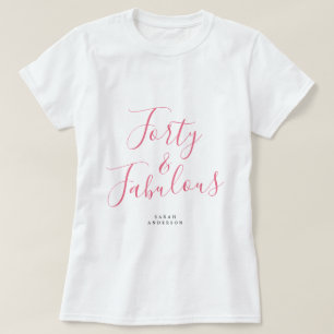 Modern 40 Fabulous Custom Name 40th Birthday Gift T-Shirt