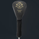 Modern 40th 50 60th Birthday Golf Monogram Black Golf Head Cover<br><div class="desc">Swing into a modern celebration with our customisable Modern 40th, 50th, or 60th Birthday Golf Head Cover Monogram on the black leather background. Personalise the age number or year, monogram initials, and keep or replace the word "Awesome" to create a unique keepsake. Whether he's turning 40, 50, or 60, 70-99,...</div>